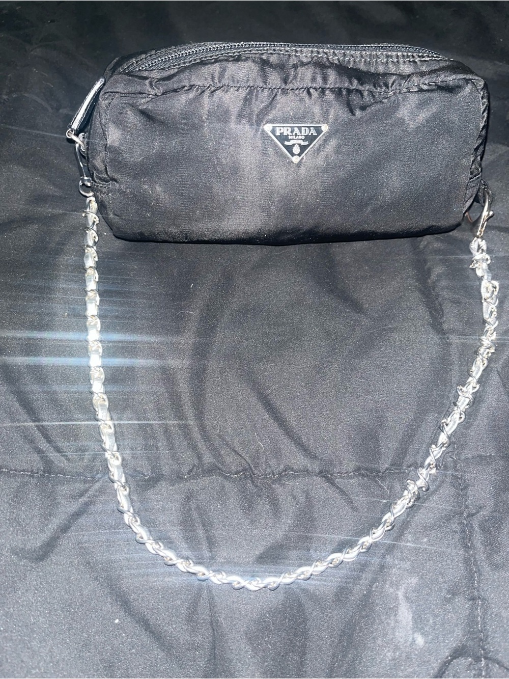 Prada Black Nylon Chain Strap Shoulder Pouch. - Picture 2 of 13
